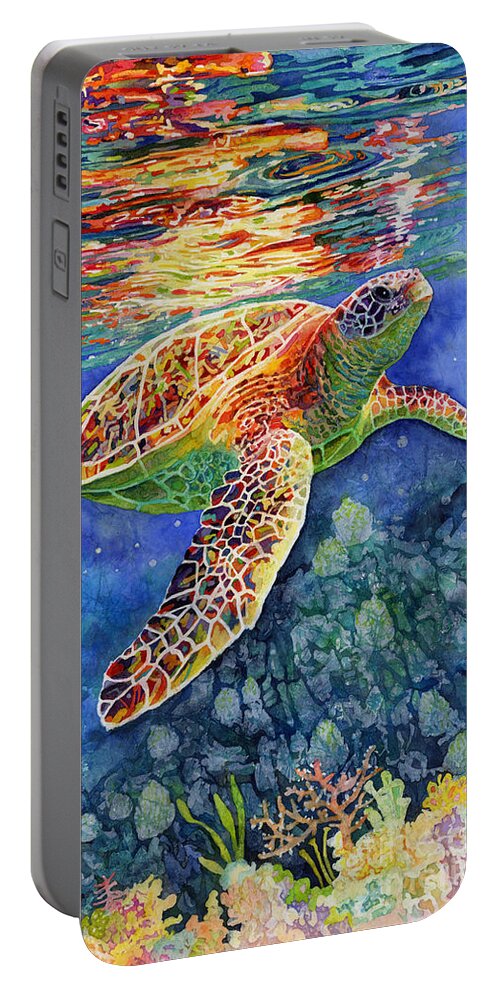 Turtle Portable Battery Charger featuring the painting Turtle Reflections by Hailey E Herrera