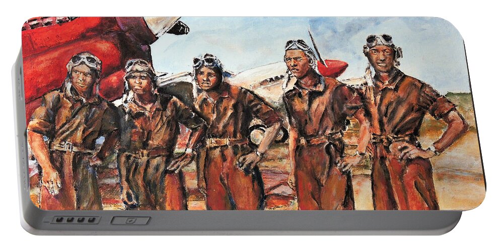 Tuskegee Airmen Portable Battery Charger featuring the painting Tuskegee Airmen by John Bohn