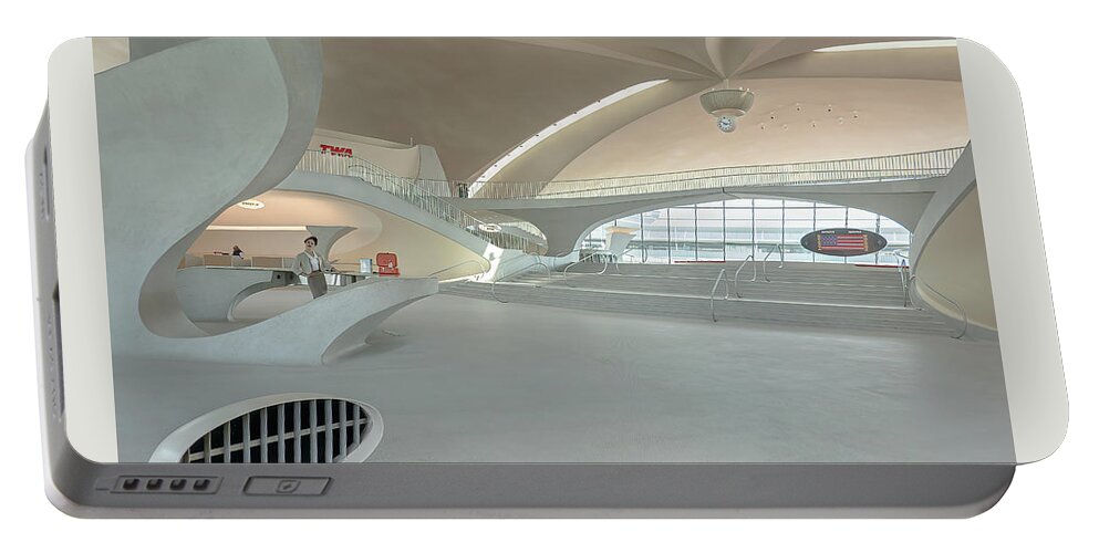 Twa Portable Battery Charger featuring the photograph TWA Grand Lobby by Sylvia Goldkranz