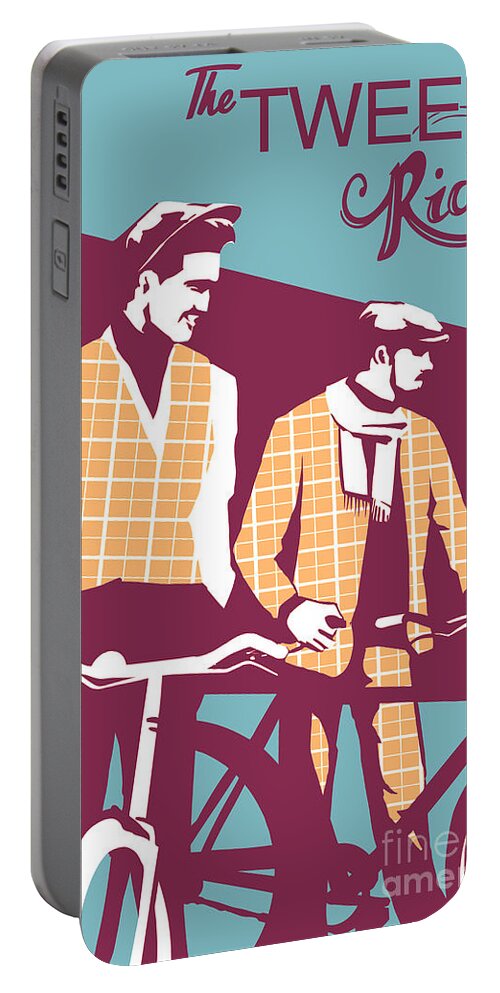Tweed Ride Portable Battery Charger featuring the painting Tweed Ride Cycle Poster by Sassan Filsoof