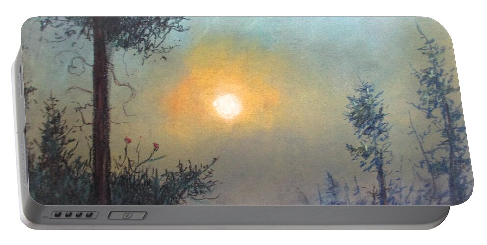 Sunset Portable Battery Charger featuring the pastel Twilight Dreams by Jen Shearer