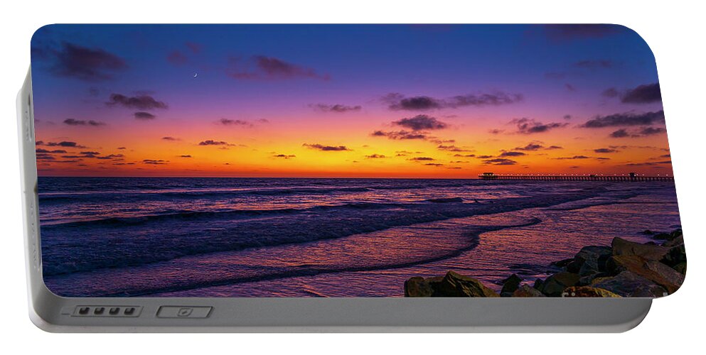 Colorful Portable Battery Charger featuring the photograph Twilight in Oceanside by Rich Cruse