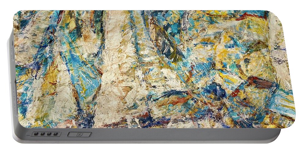 Seascape Portable Battery Charger featuring the painting Twilight sail II by Fereshteh Stoecklein