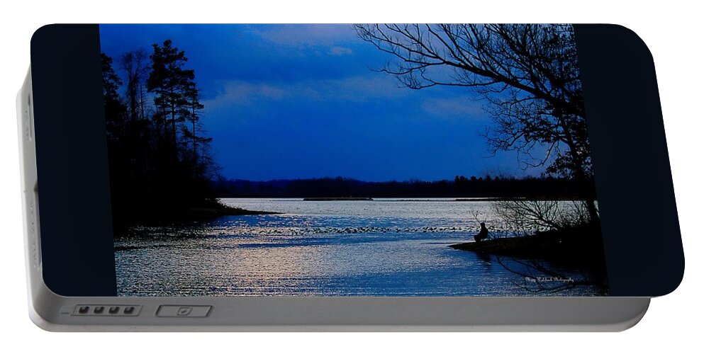 Landscape Portable Battery Charger featuring the photograph Twilight Time Fisherman by Mary Walchuck