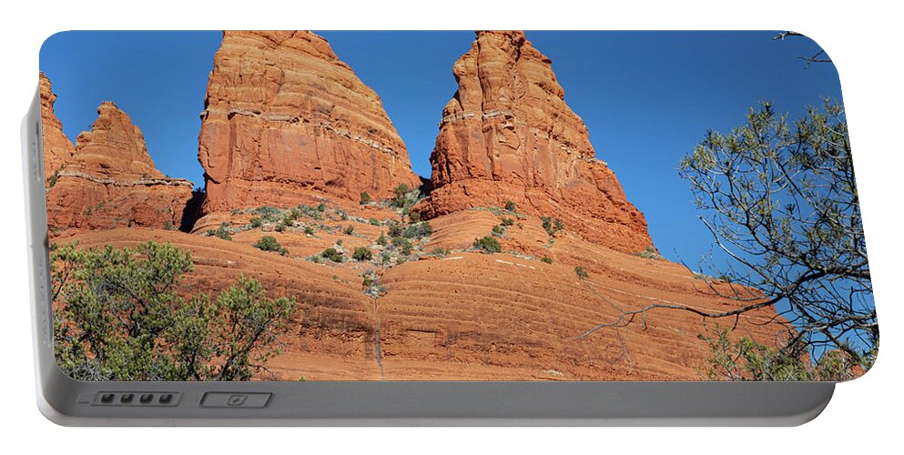 Sedona Portable Battery Charger featuring the photograph Twin Sisters, Twin Buttes #2 by Steve Templeton