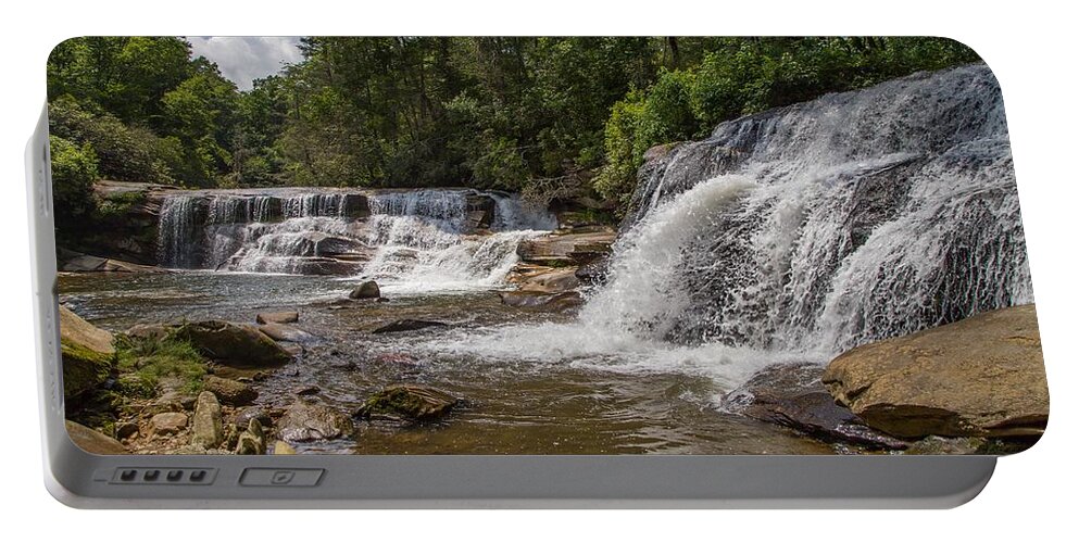 Water Portable Battery Charger featuring the photograph Twin Waterfalls by Kevin Craft
