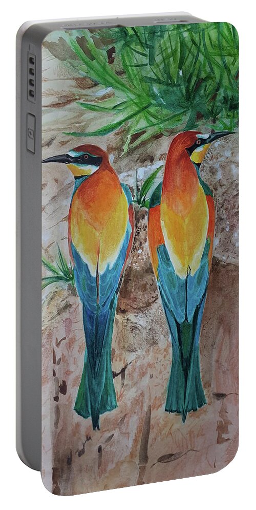 Twins Portable Battery Charger featuring the painting Twins by Carolina Prieto Moreno