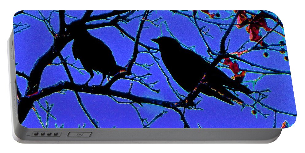 Bird Portable Battery Charger featuring the photograph Two Crows On A Branch by Andrew Lawrence