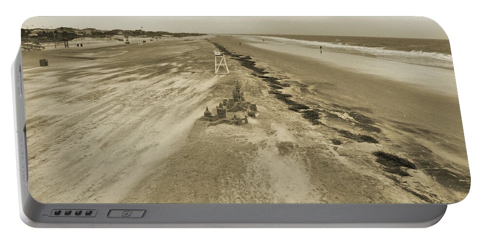 Tybee Island Portable Battery Charger featuring the photograph Tybee Island Beach Sand Castle by Theresa Fairchild