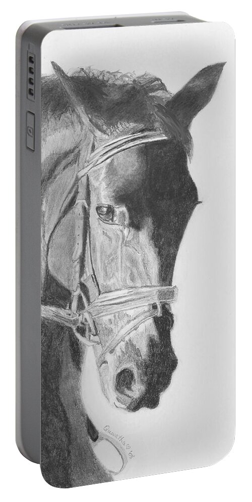 Horse Portable Battery Charger featuring the drawing Tyberius by Quwatha Valentine
