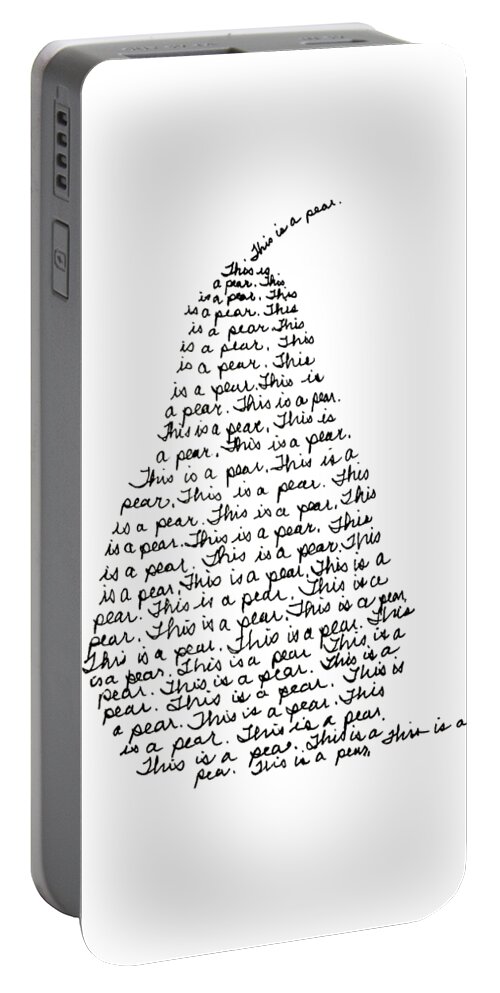 Typographic Portable Battery Charger featuring the drawing Typographic Pear Drawing by Nancy Merkle