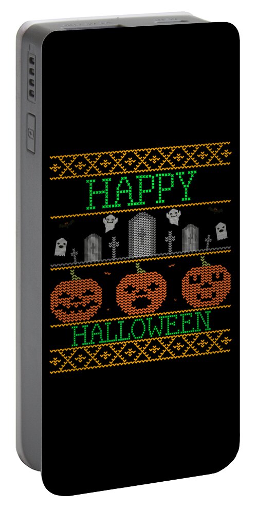 Cool Portable Battery Charger featuring the digital art Ugly Halloween Sweater by Flippin Sweet Gear