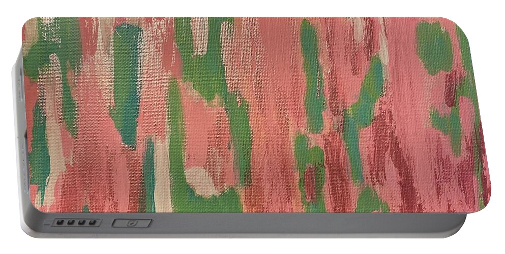 Unakite Portable Battery Charger featuring the painting Unakite by Medge Jaspan