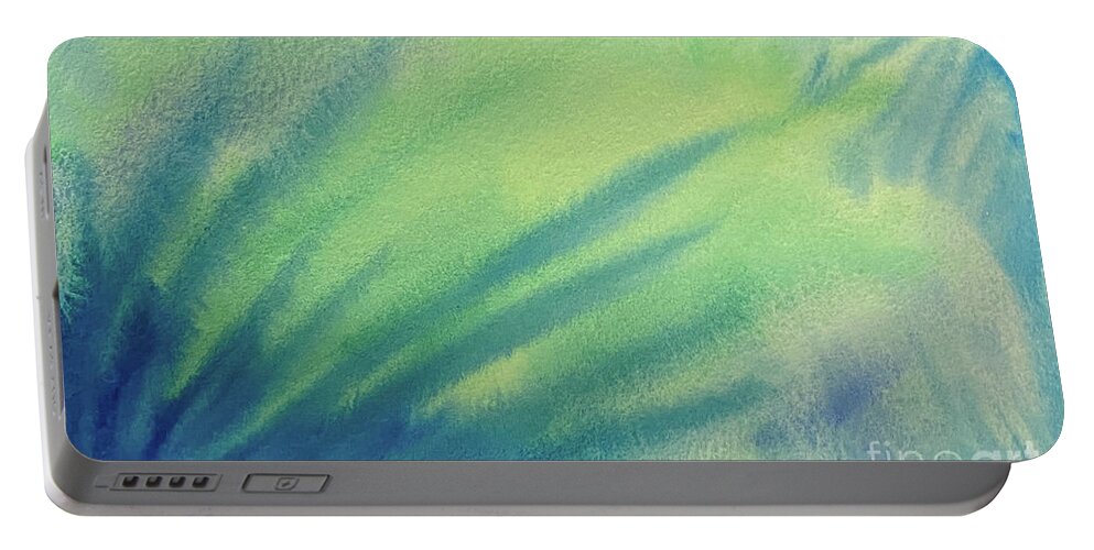 Abstract Portable Battery Charger featuring the painting Under Sea Abstract by Lisa Neuman