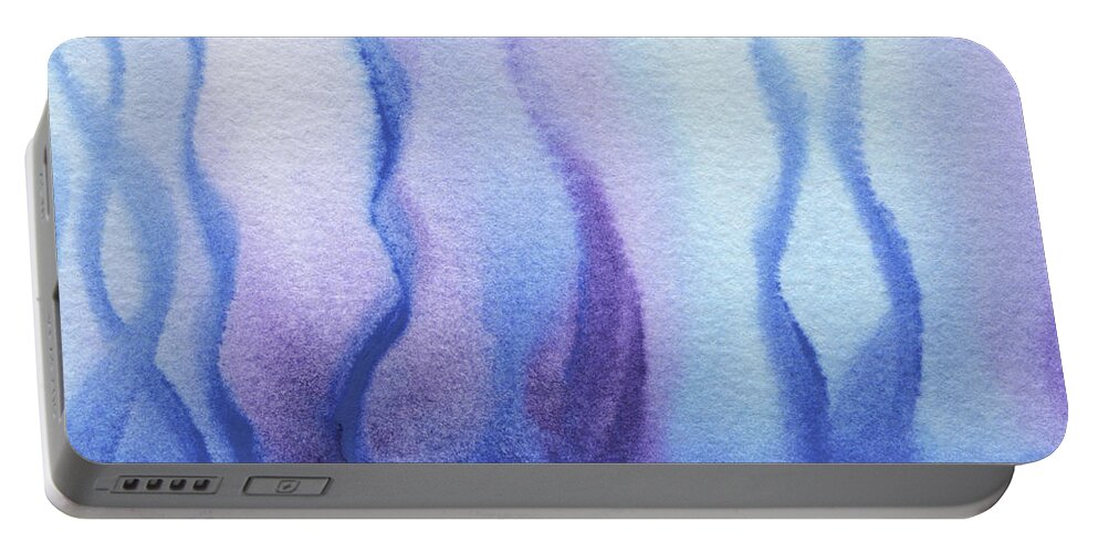 Blue Portable Battery Charger featuring the painting Under The Blue Sea Abstract Watercolor by Irina Sztukowski