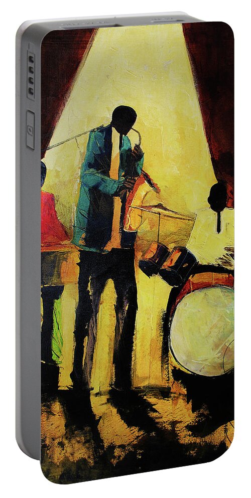 Nni Portable Battery Charger featuring the painting Under The light by Ndabuko Ntuli