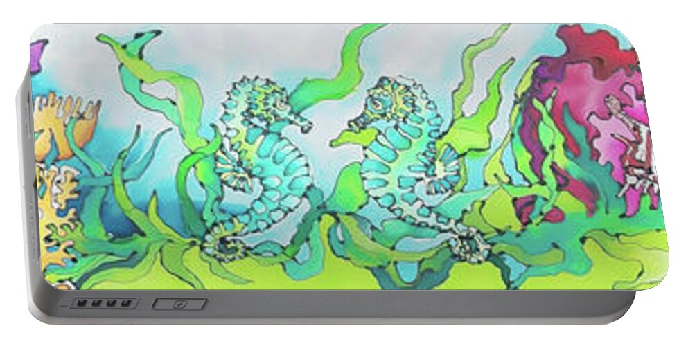 Karlakayart Portable Battery Charger featuring the painting Undersea Garden by Karla Kay Benjamin