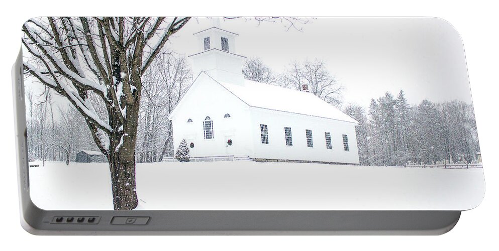 Church Portable Battery Charger featuring the photograph Union Meeting House Burke Hollow Vermont by John Rowe