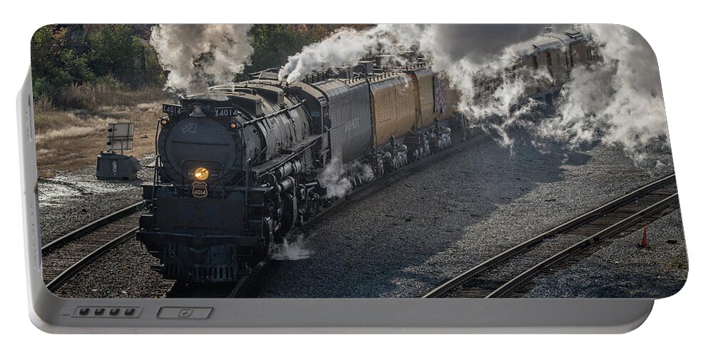 Railroad Portable Battery Charger featuring the photograph Union Pacific 4014 Big Boy Locomotive at Little Rock Arkansas by Jim Pearson