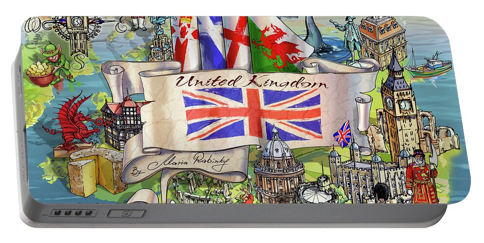 United Kingdom Portable Battery Charger featuring the digital art United Kingdom Illustration by Maria Rabinky
