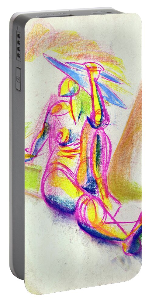 Colors Portable Battery Charger featuring the drawing Untitled_figure Study_cde by Paul Vitko