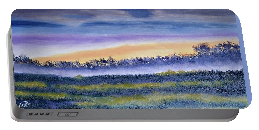 Up And Coming Sunrise Painting Portable Battery Charger featuring the painting Up and Coming Sunrise Painting by Warren Thompson