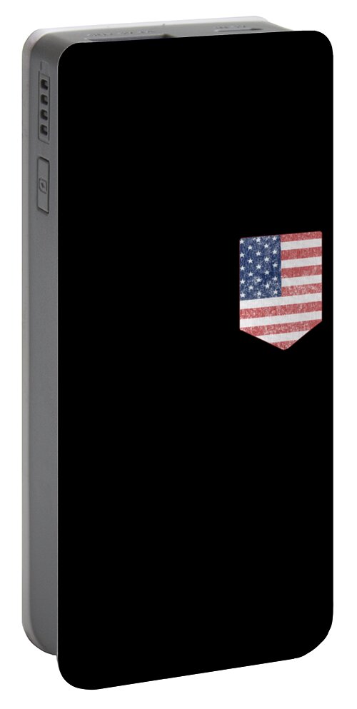 Funny Portable Battery Charger featuring the digital art US Pocket Flag Patriotic by Flippin Sweet Gear