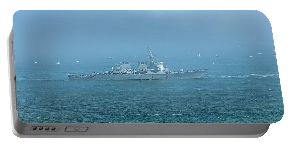 Ships Portable Battery Charger featuring the photograph USS Fitzgerald at Parade of Ships by Bonnie Follett