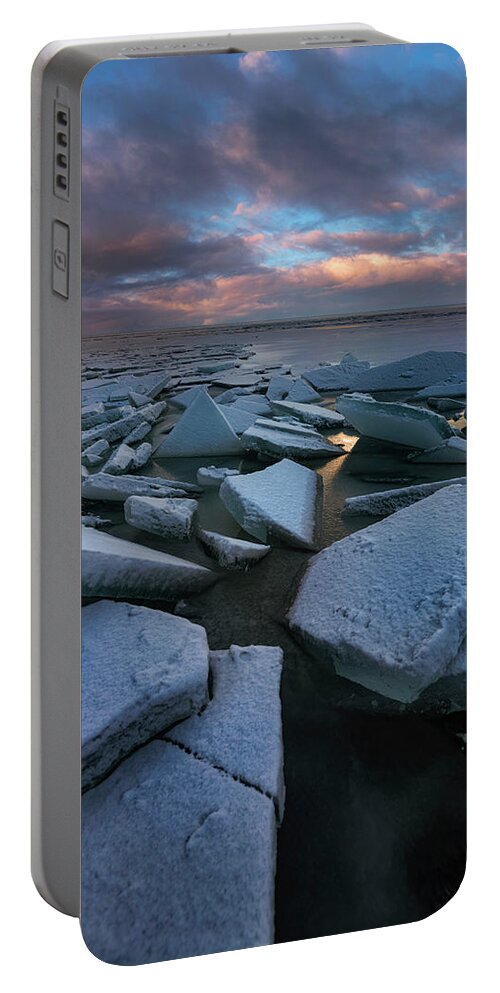 Ice Portable Battery Charger featuring the photograph Utah Lake Ice Chunks by Michael Ash