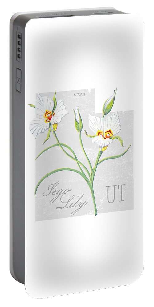 Utah Portable Battery Charger featuring the painting Utah State Flower Sego Lily Art by Jen Montgomery by Jen Montgomery