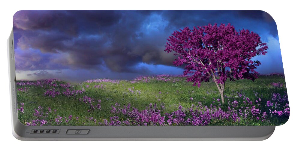 Utopia Portable Battery Charger featuring the digital art Utopian Spring by Ally White