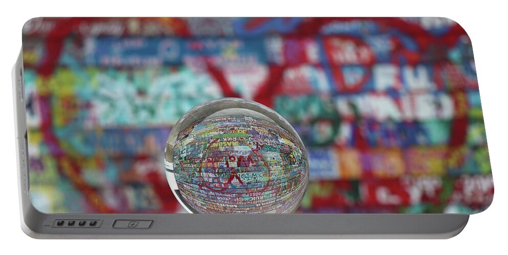 Anderson Dock Portable Battery Charger featuring the photograph Valentine Graffiti Lensball by David T Wilkinson