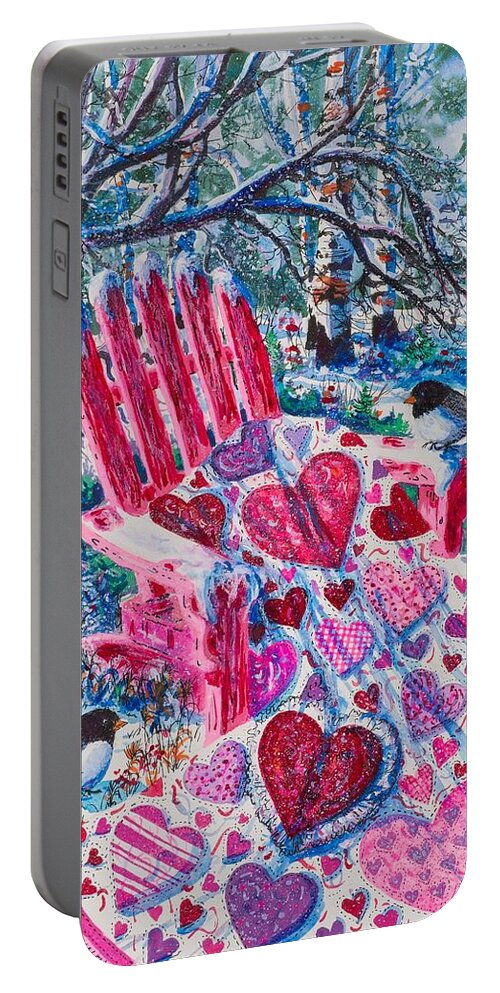 Valentine Portable Battery Charger featuring the painting Valentine Hearts by Diane Phalen