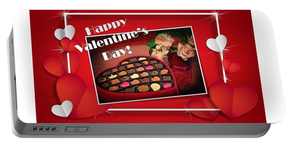 Valentine's Day Portable Battery Charger featuring the mixed media Valentine's Day Chocolates by Nancy Ayanna Wyatt