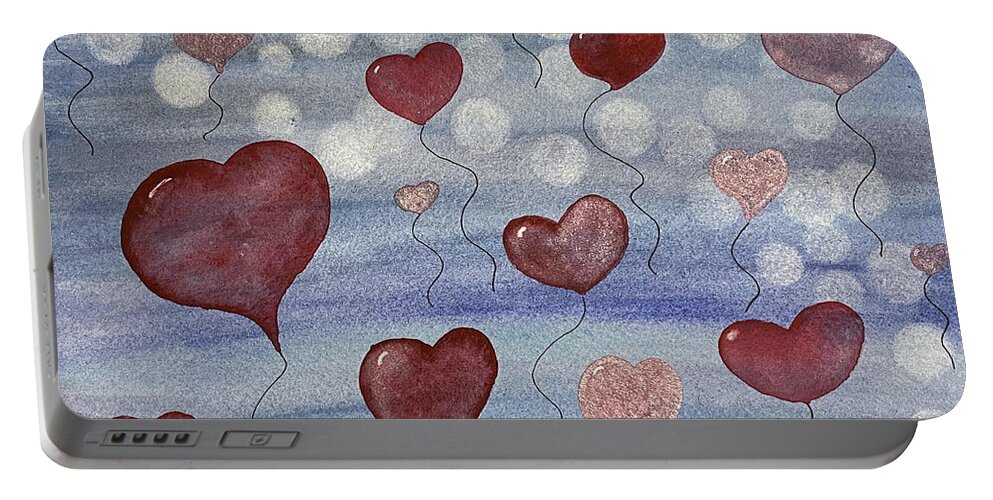 Valentines Day Portable Battery Charger featuring the painting Valentine's Day in Seattle by Lisa Neuman