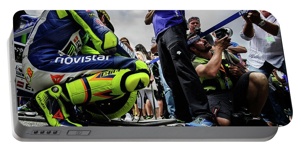 Motogp Portable Battery Charger featuring the photograph Valentino Rossi Jerez 2015 by Tony Goldsmith