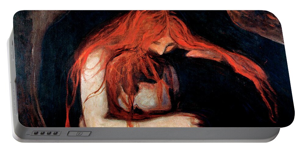 Love And Pain Portable Battery Charger featuring the painting Vampire By Edvard Munch by Edvard Munch