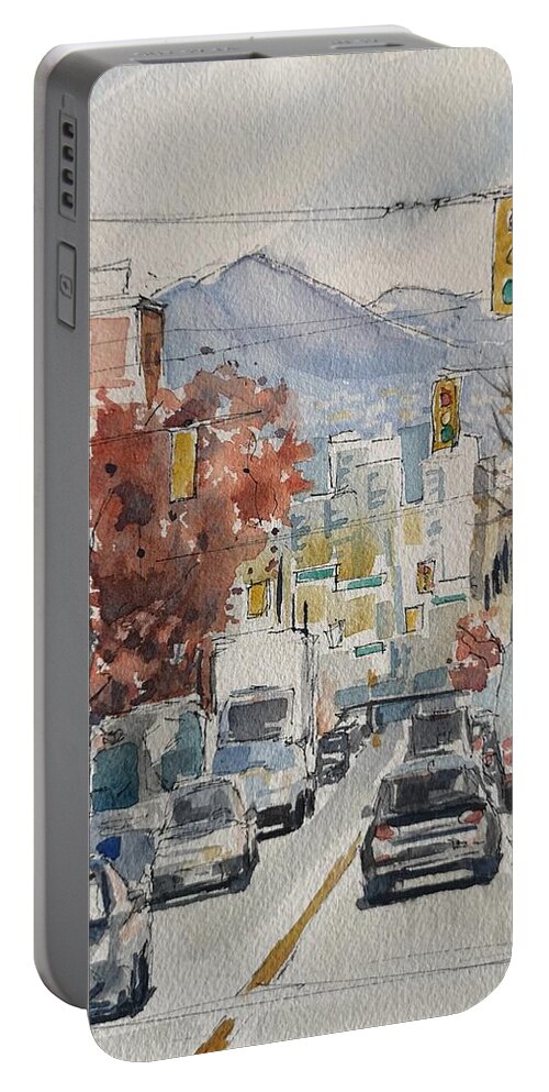 Cityscape Portable Battery Charger featuring the painting Vancouver by Sheila Romard