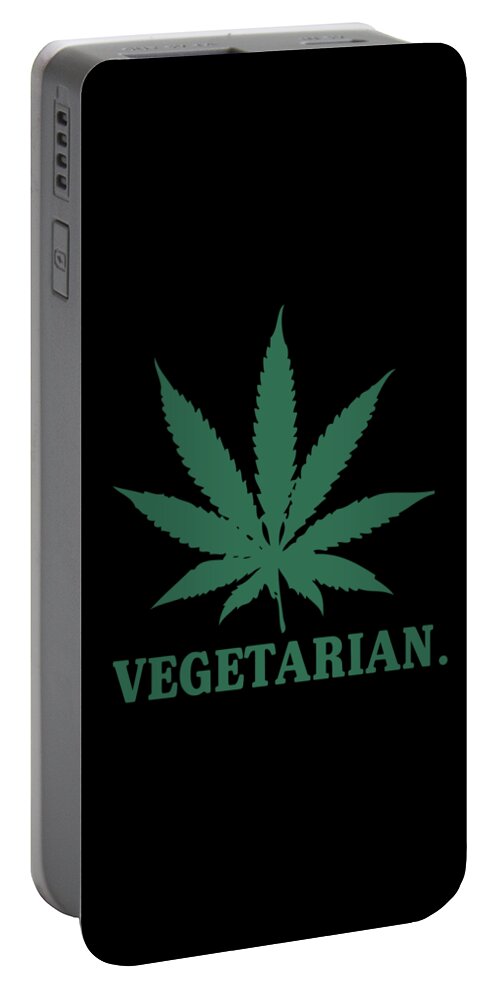 Sarcastic Portable Battery Charger featuring the digital art Vegetarian Cannabis Weed by Flippin Sweet Gear