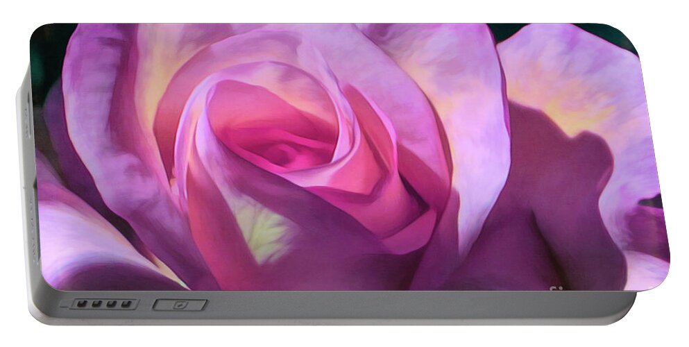Photography Portable Battery Charger featuring the digital art Velvet Rose by Rebecca Langen