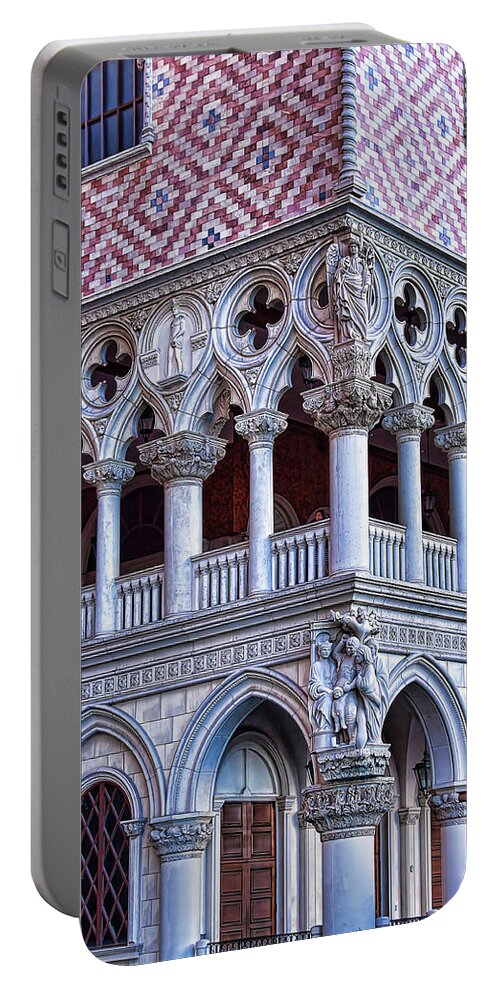 Venetian Palazzo Portable Battery Charger featuring the photograph Venetian Palazzo architectural detail, Las Vegas by Tatiana Travelways