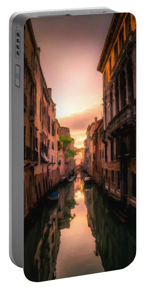 Venice Portable Battery Charger featuring the painting Venice Canal Italy by Tony Rubino