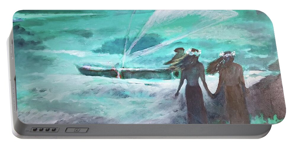 Hawaii Portable Battery Charger featuring the painting Vento Alle Hawaii by Enrico Garff