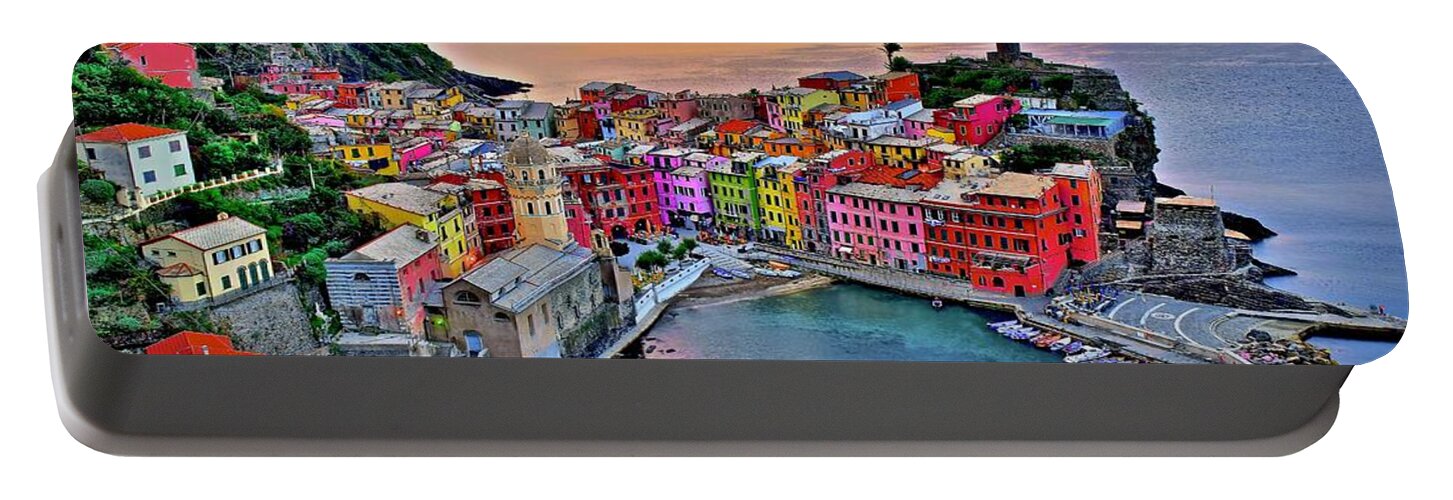 Vernazza Portable Battery Charger featuring the photograph Vernazza Sunup 2019 by Frozen in Time Fine Art Photography