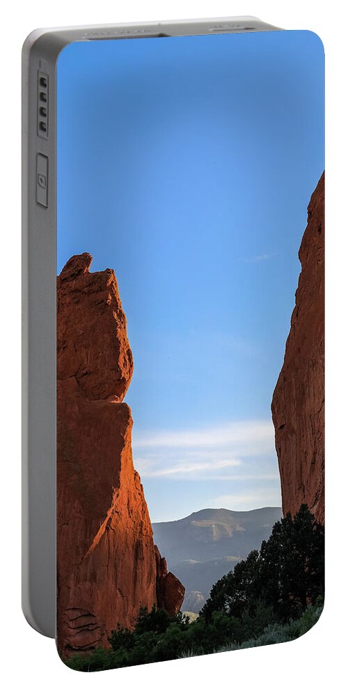 Vertical Garden Of The Gods Pikes Peak Portable Battery Charger featuring the photograph Vertical Garden Of The Gods Pikes Peak by Dan Sproul