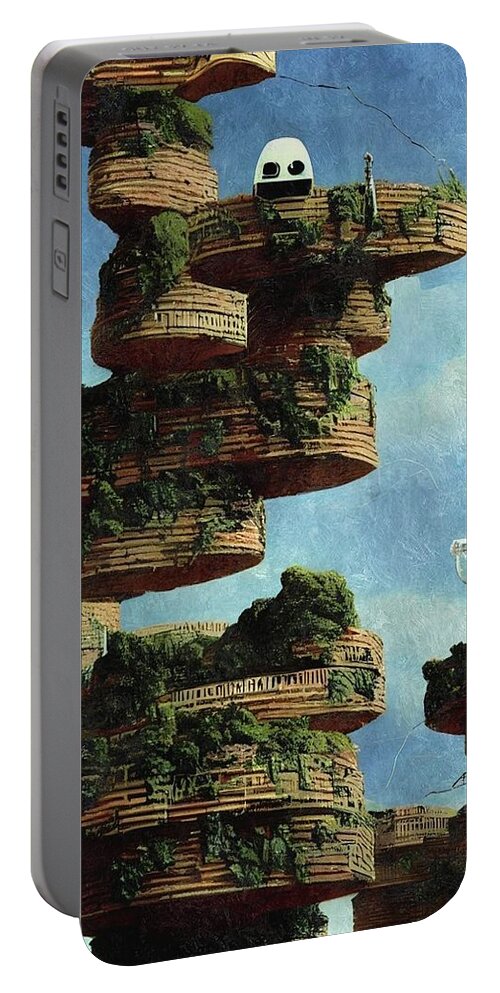 Apocalypse Portable Battery Charger featuring the digital art Vertical Gardens by Ally White