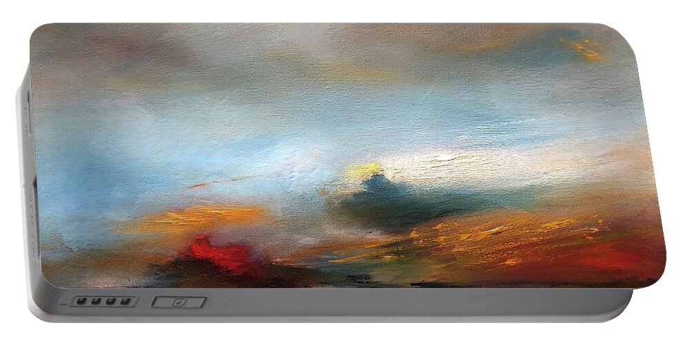 Sky Portable Battery Charger featuring the painting Vespers by Roger Clarke