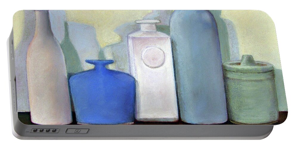 Still Life Portable Battery Charger featuring the pastel Vessels by MaryJo Clark