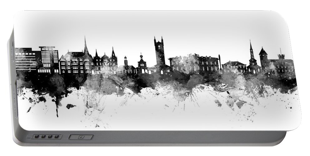 Vevey Portable Battery Charger featuring the digital art Vevey Switzerland Skyline #20 by Michael Tompsett