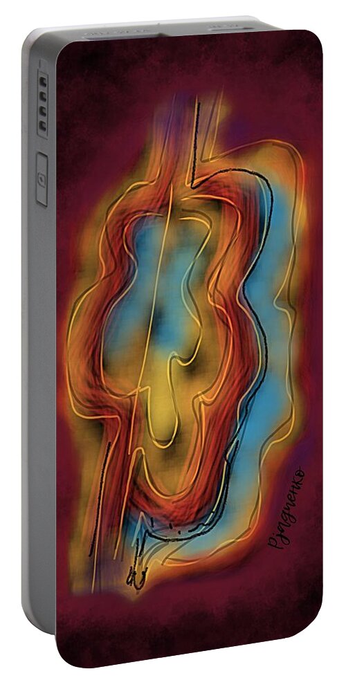 Abstract Portable Battery Charger featuring the digital art Vibrating cloud by Ljev Rjadcenko